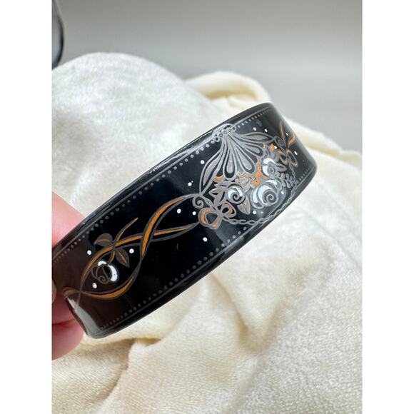 Vintage Michaela Frey Enameled Hand Painted Bangle Bracelet - Picture 9 of 12